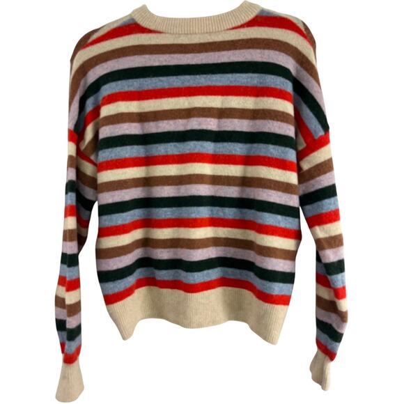 Madewell J.Crew Wool Alpaca Striped Knit Sweater Women's Size S Warm Breathable - Picture 3 of 10